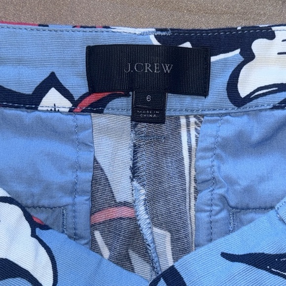 J. Crew High Waist Floral Print Shorts Navy Pink White & Light Blue Cotton Twill - Picture 5 of 7